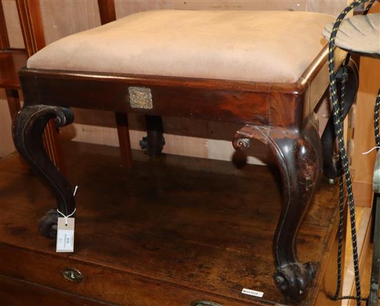 A Victorian rosewood dressing stool W.59cm